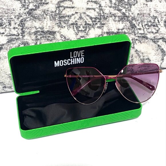 NEW Love Moschino Pink Gradient Lense Cat-Eye Sunglasses Fuchsia Frame - Picture 2 of 6